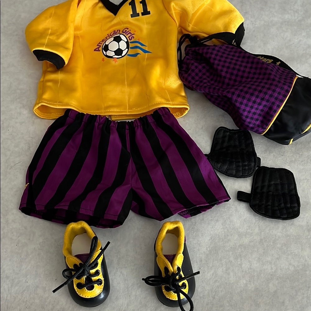 American Girl Pleasant Company Yellow and Purple Soccer Outfit